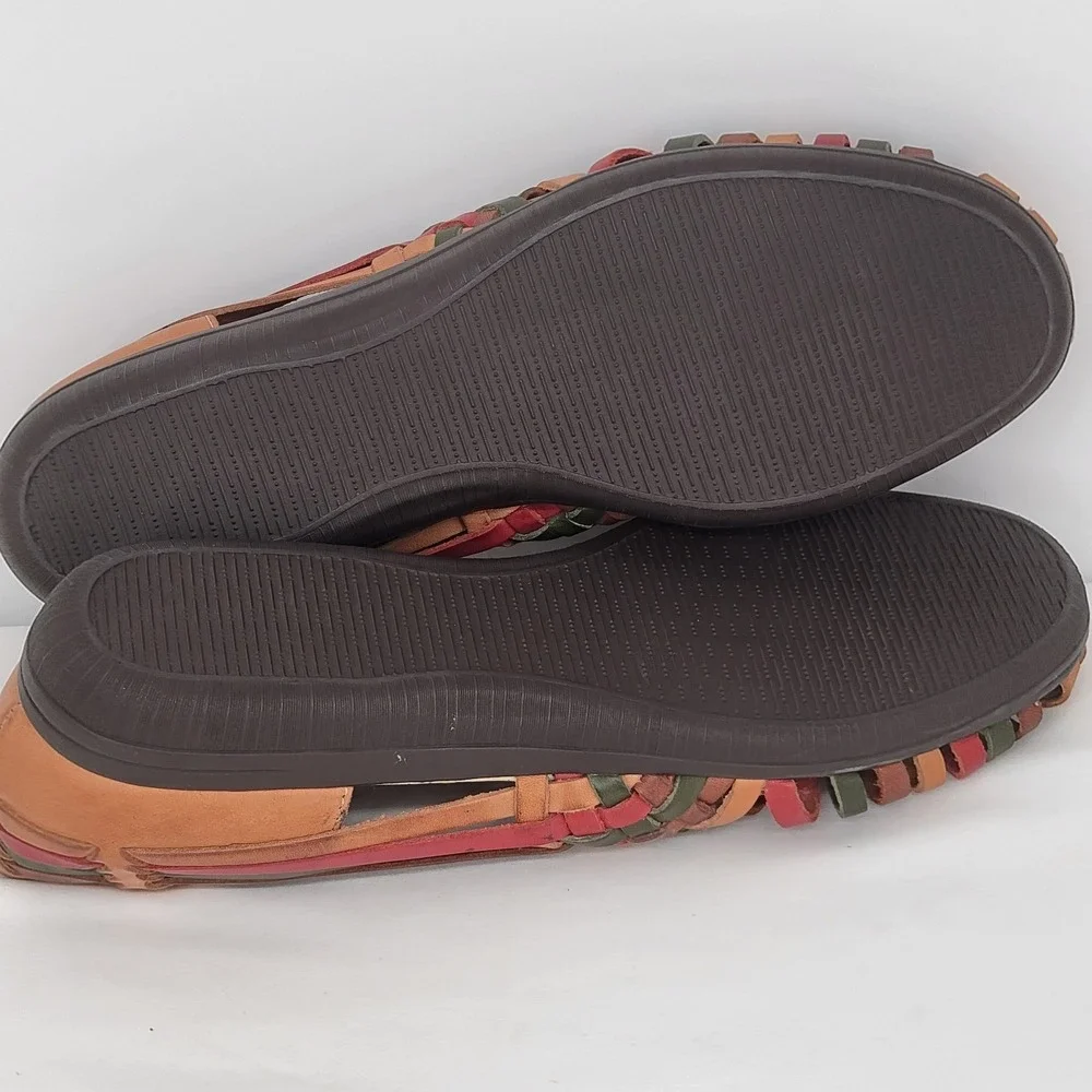 Softspots Womens 12 W Huarache Flats Multi Color Woven Leather Shoes